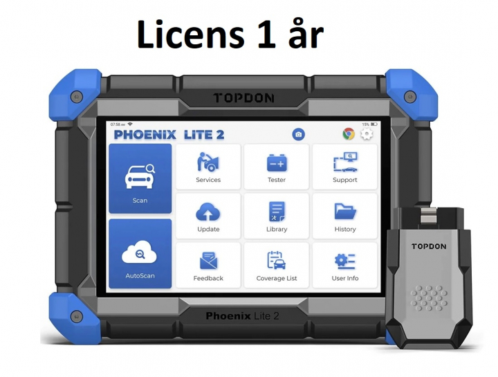 Phoenix Lite 2 licens 1år i gruppen Licens | Mjukvara / Uppdatering licens till felkodsläsare | diagnosverktyg / Licens till TOPDON felkodsläsare hos Prylteknik 7H AB (400-001)