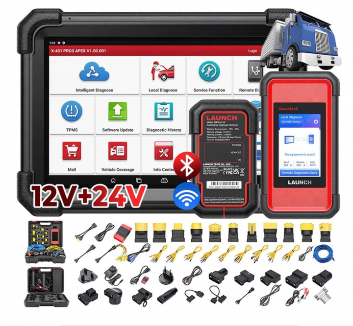 X431 PRO APEX + Smartlink HD diagnosverktyg för personbil + lastbil, buss, entreprenad | 2+1 års licens | DOIP | inkl Adaptersats i gruppen Produkter / Felkodsläsare / Diagnosverktyg tunga fordon hos Prylteknik 7H AB (100-489)