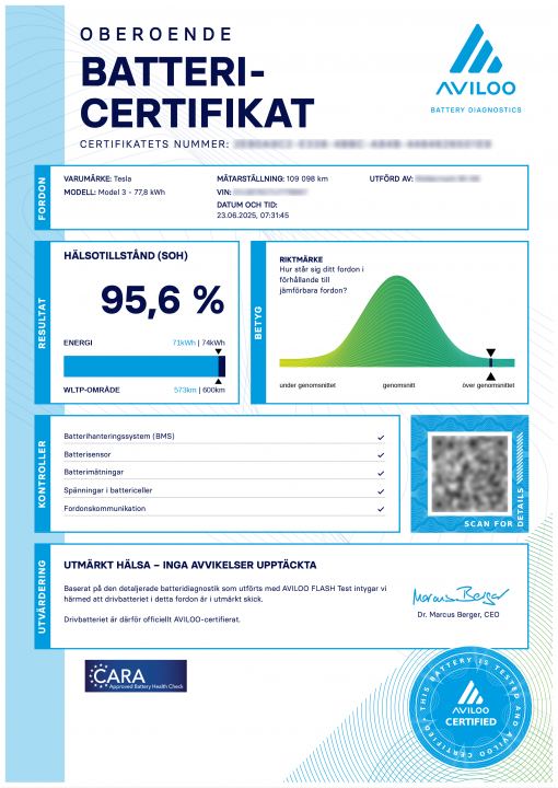 AVILOO FLASH TEST - batteritest för elbil & plug-in hybrid | CARA certified  i gruppen Produkter / Batteritestare / Batteritest & diagnos för elbil EV och PHEV  hos Prylteknik 7H AB (300-604)