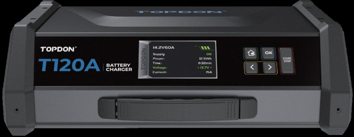 Topdon T120A batteriladdare & strömförsörjning ECU programmering 120A i gruppen Produkter / Batteriladdare hos Prylteknik 7H AB (500-111)