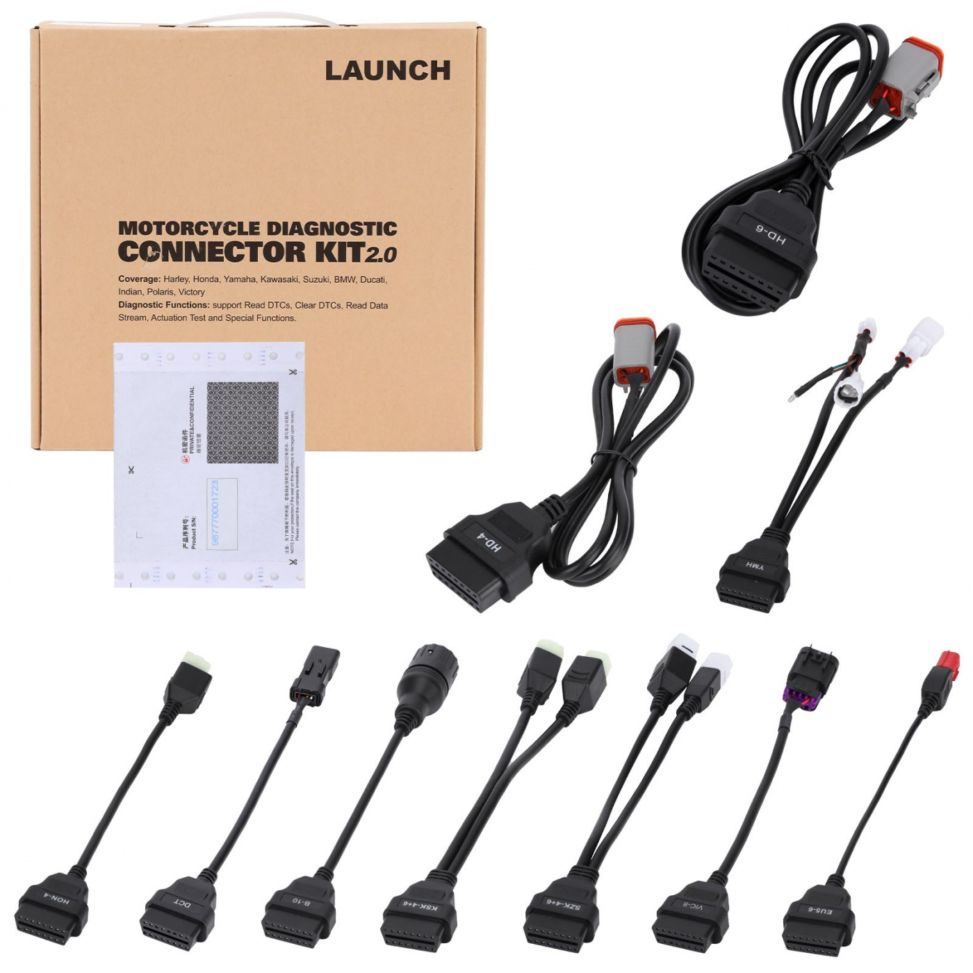 Launch Motorcycle Diagnostic Connector Kit 2.0 med mjukvarulicens 1 år