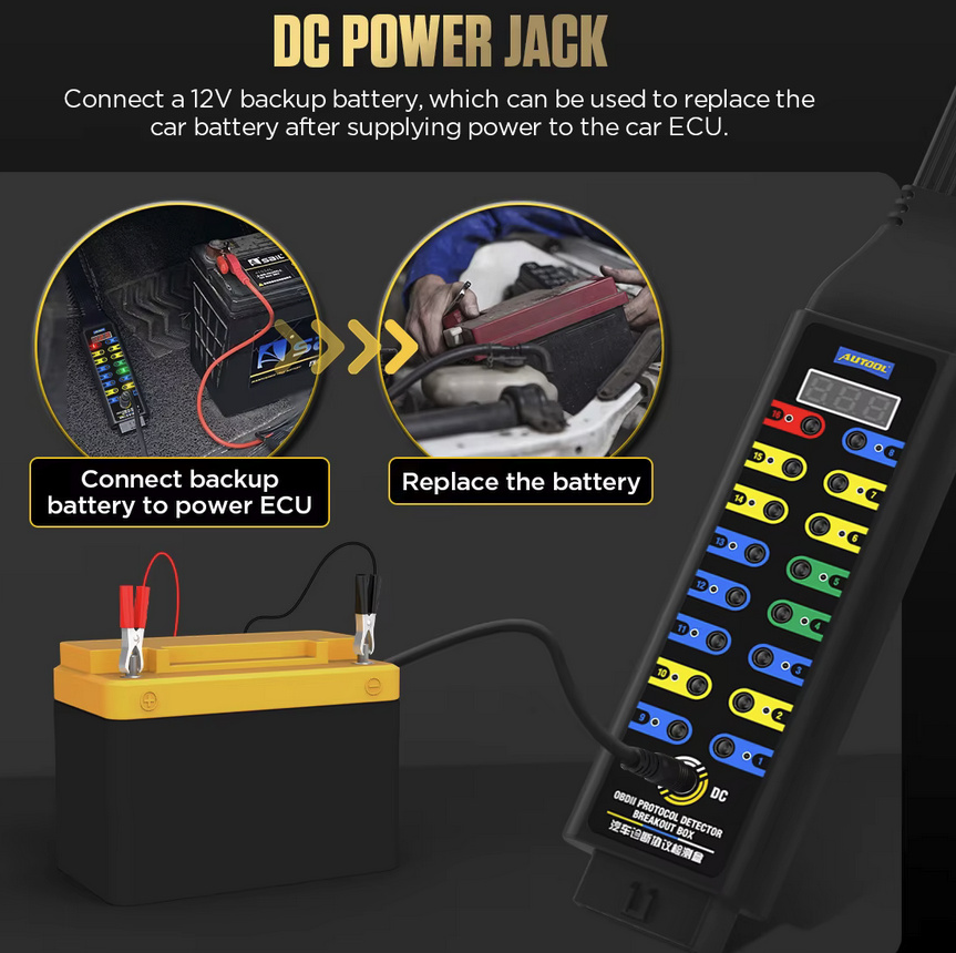 Autool OBD2 breakout pinout box | Protocol Detector