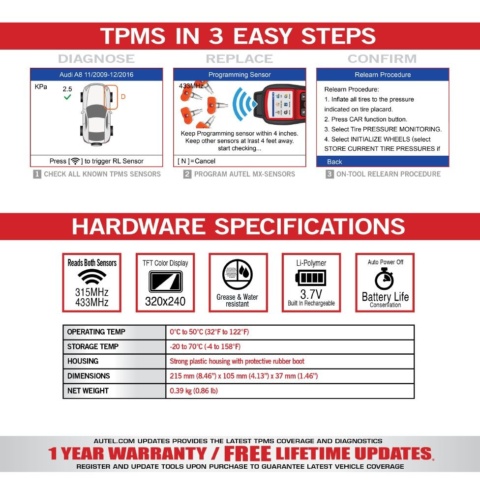 Autel MaxiTPMS TS508 TPMS däcktryckverktyg