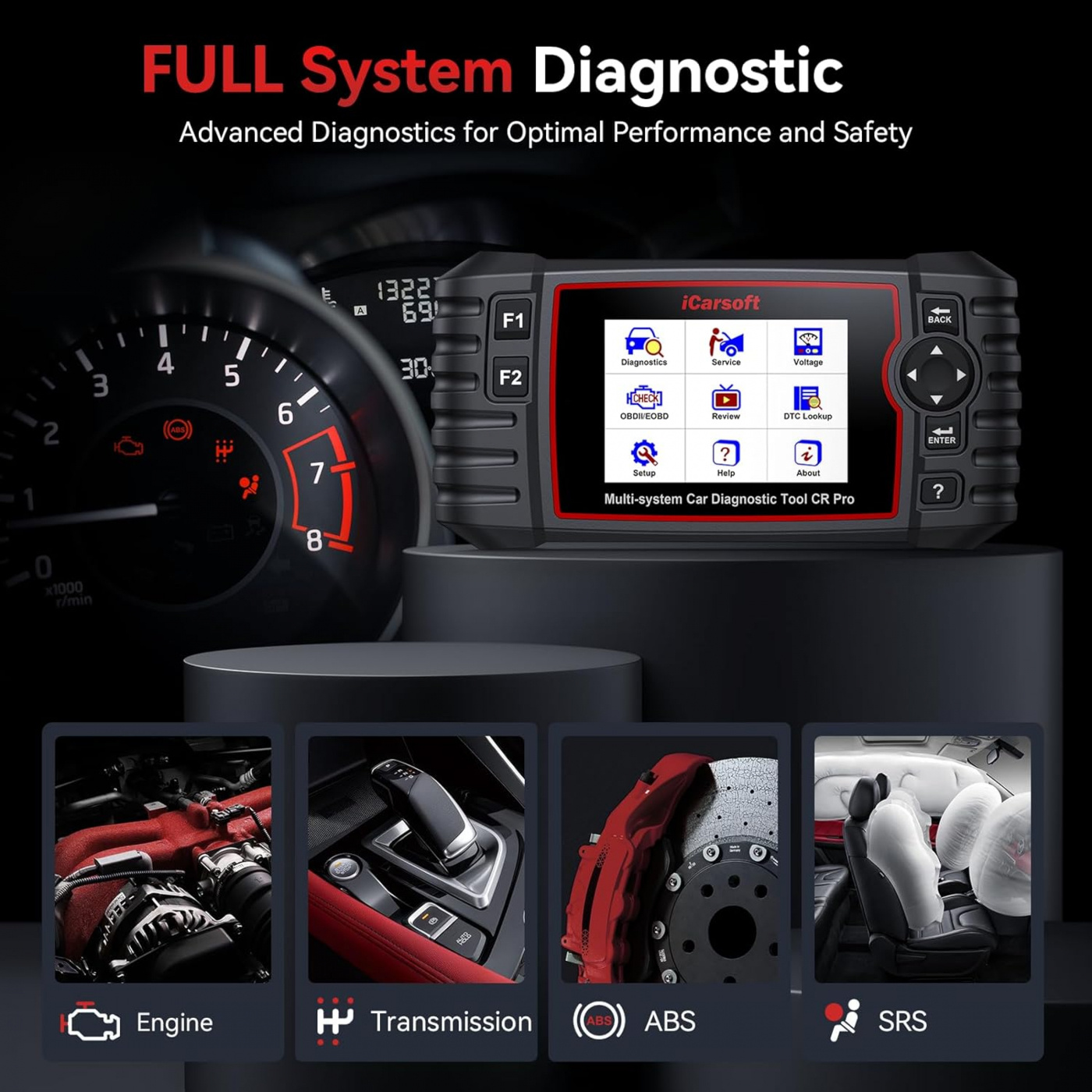 iCarsoft CR Pro 2025 Flermärkes felkodsläsare OBD2