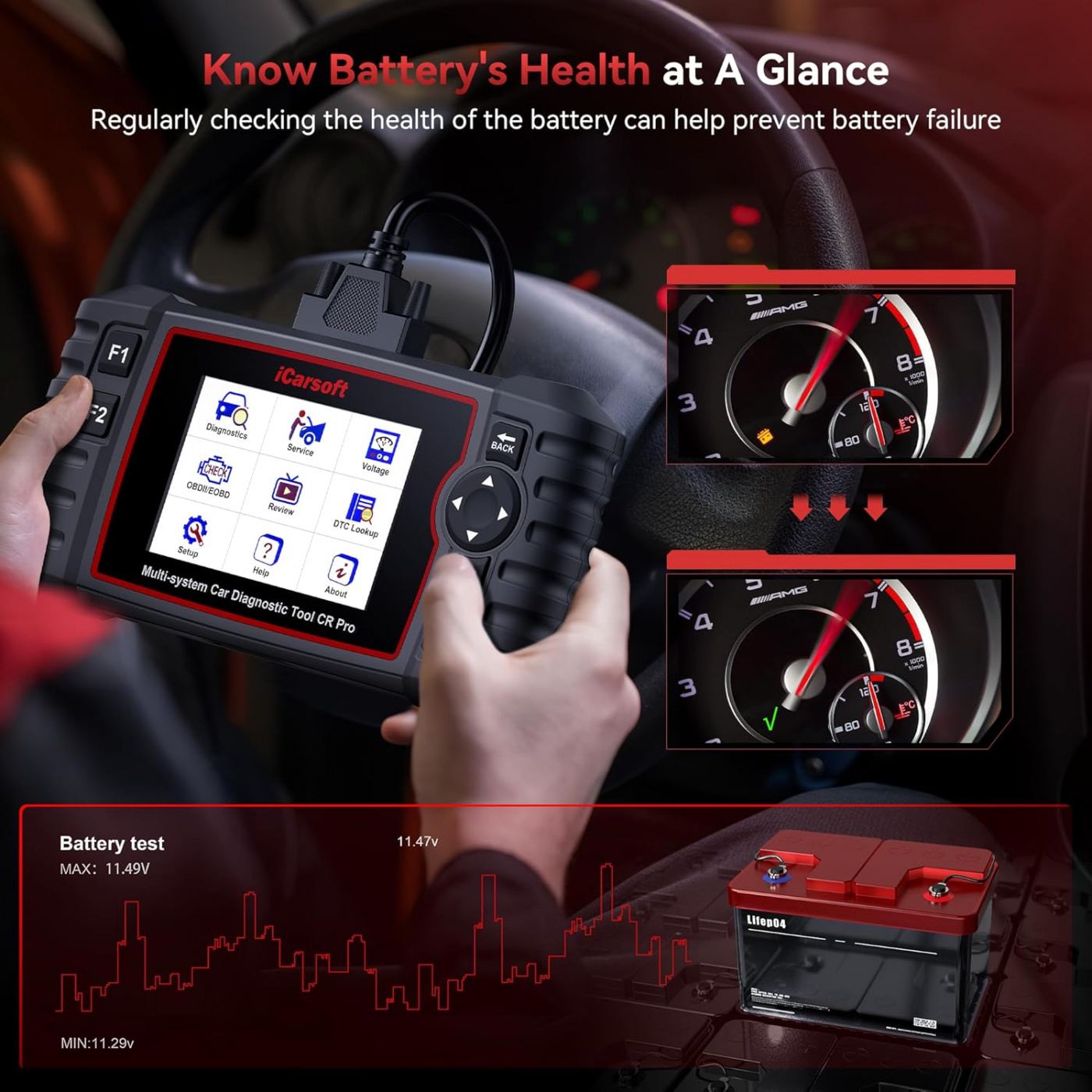 iCarsoft CR Pro 2025 Flermärkes felkodsläsare OBD2