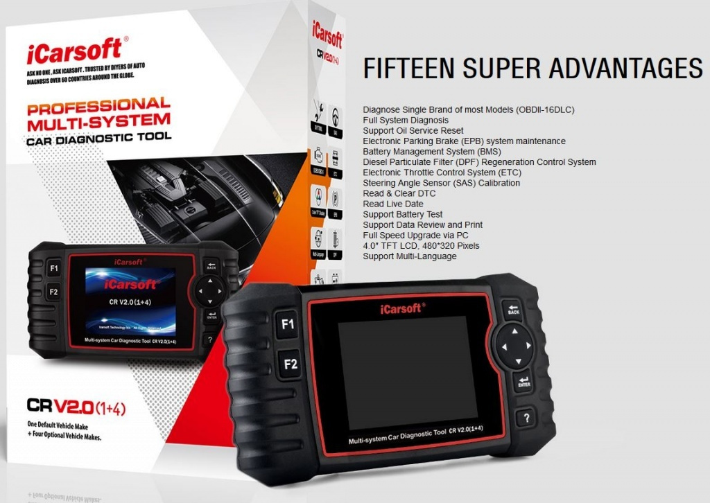 iCarsoft CR V2.0 felkodsläsare, välj själv för vilka 10 bilmärken!