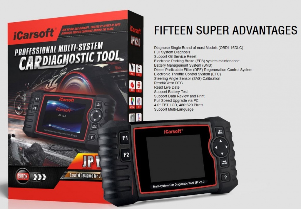iCarsoft JP V2.0 OBD2 Felkodsläsare för Toyota Lexus Scion Isuzu Nissan Infiniti Mitsubishi Honda Acura Mazda Subaru, Kia, Huyndai