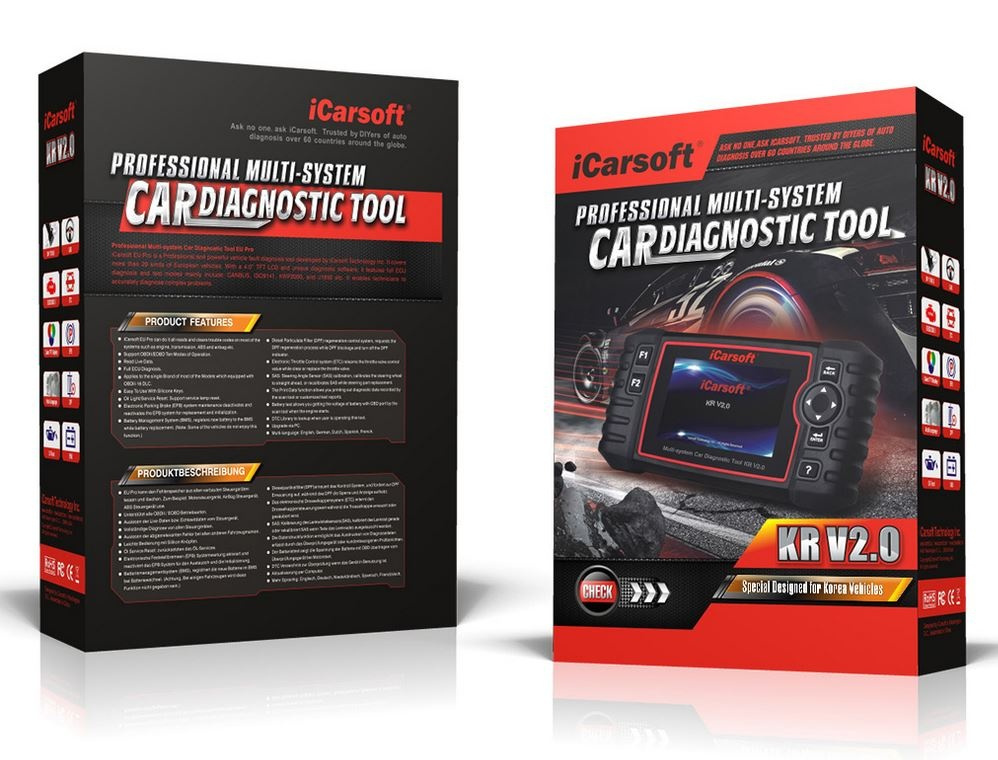 iCarsoft KR V2.0 felkodsläsare OBD2 Scanner Kia/Hyundai/Daewoo
