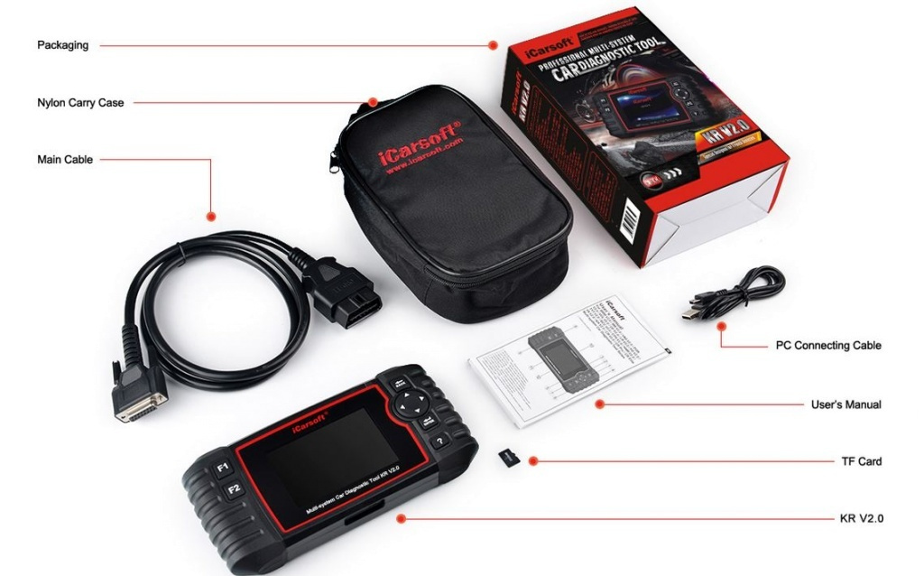 iCarsoft KR V2.0 felkodsläsare OBD2 Scanner Kia/Hyundai/Daewoo