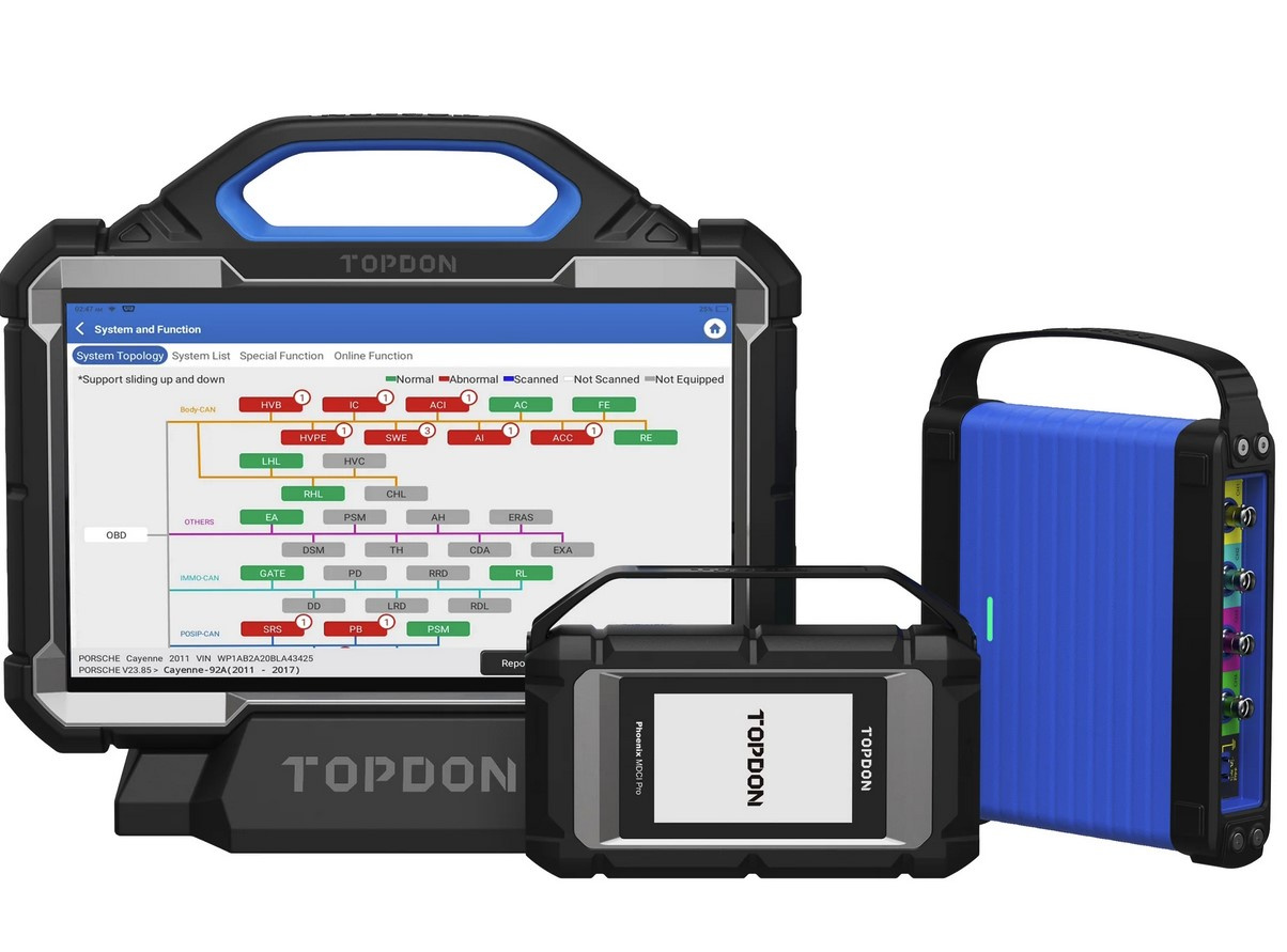 TOPDON PHOENIX MAX Integrerat Diagnosverktyg | Med Oscilloskop | Online coding | Topology map | OBD2 DOIP CAN-FD