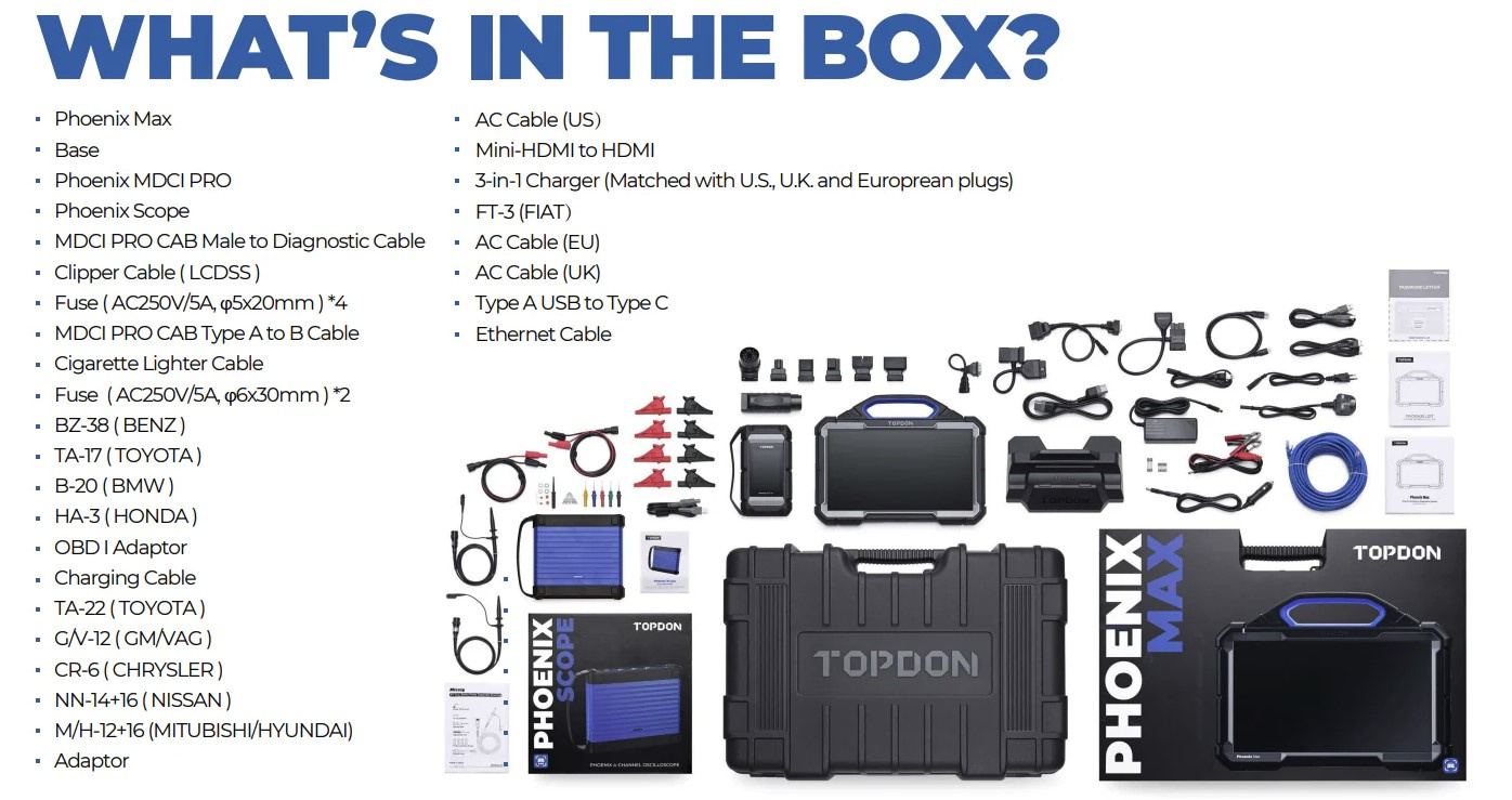 TOPDON PHOENIX MAX Integrerat Diagnosverktyg | Med Oscilloskop | Online coding | Topology map | OBD2 DOIP CAN-FD