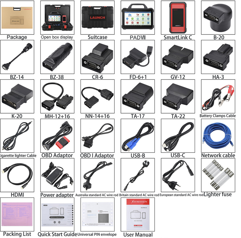 Launch X431 PAD VII Elite (PAD7), tvåvägs diagnostikskanner, J2534-programmering, intelligent topologikarta | 2 års licens
