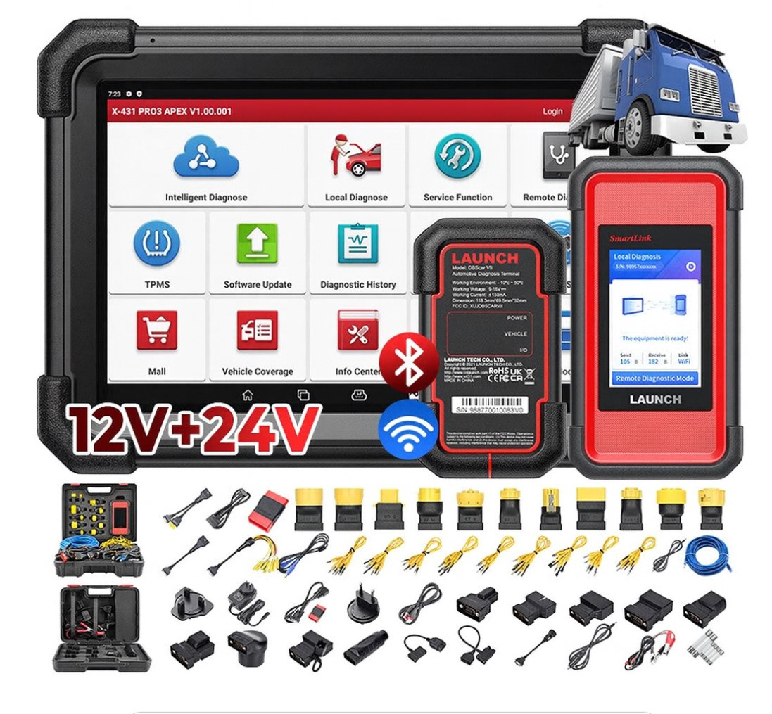 X431 PRO APEX + Smartlink HD diagnosverktyg för personbil + lastbil, buss, entreprenad | 2+1 års licens | DOIP | inkl Adaptersats