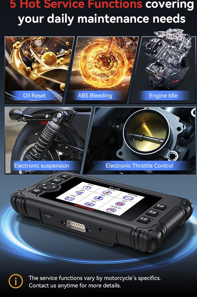 iCarsoft MT V6 Plus 21 märken felkodsläsare MC, ATV, scooter, moped, fyrhjuling 4.0 skärm inkl 16 kabeladaptrar | Diagnosverktyg