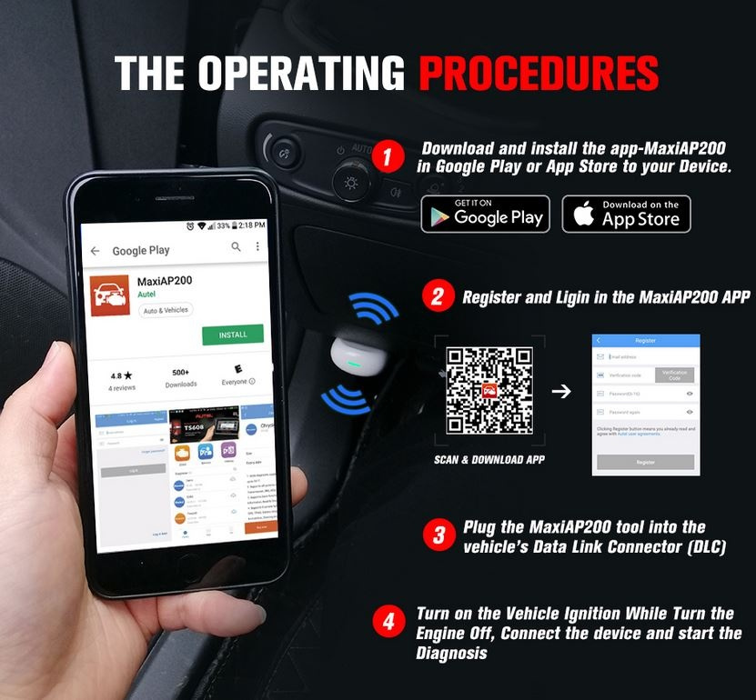 Autel AP200 diagnosverktyg felkodsläsare för Smartphone