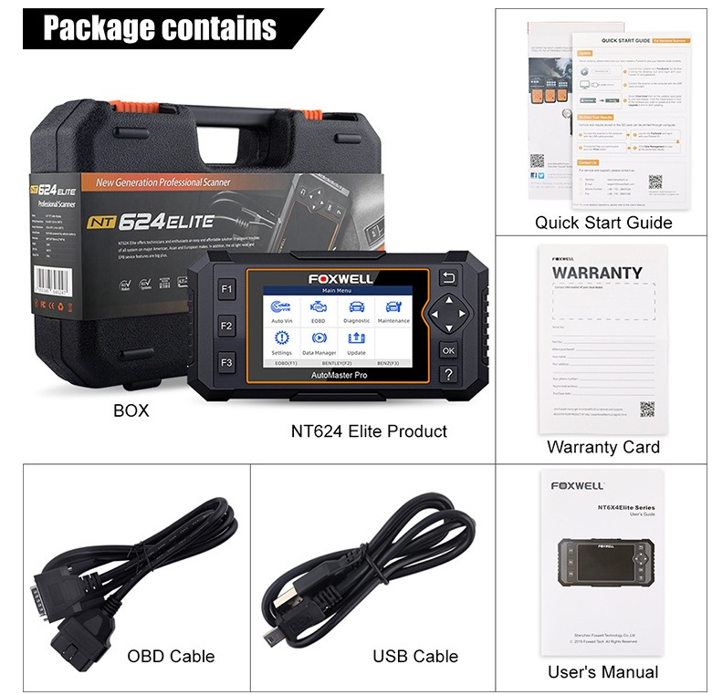 Foxwell NT624 Elite felkodsläsare OBD2 diagnosverktyg scanner