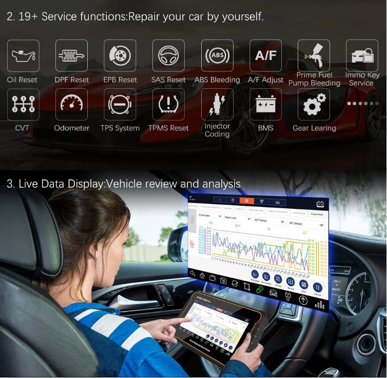 Foxwell GT60 SWE OBD2 felkodsläsare OBD2 diagnosverktyg scanner