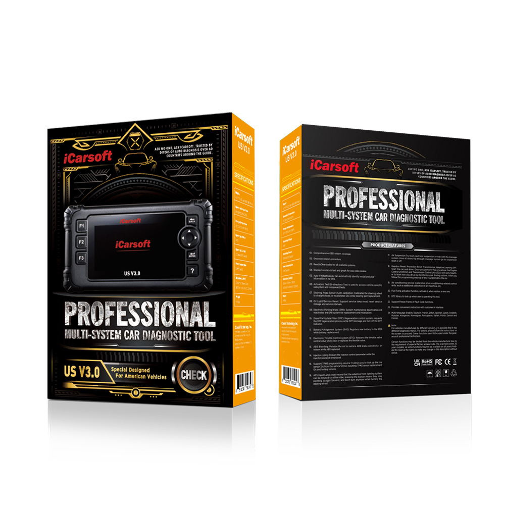 Icarsoft US V3.0 felkodsläsare OBD2 för amerikanska bilar
