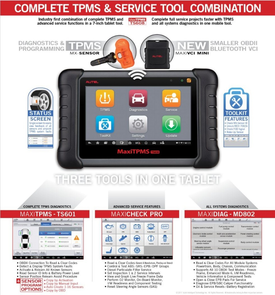 Autel MaxiTPMS TS608 Diagnos & Däcktryckverktyg
