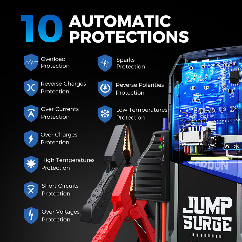 Topdon 2000A starthjälp bil hjälpstart booster jumpstarter 