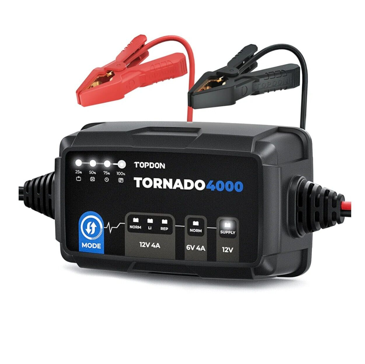 TOPDON Tornado T4000C 4A/12V/6V bilbatteriladdare batteriladdare 