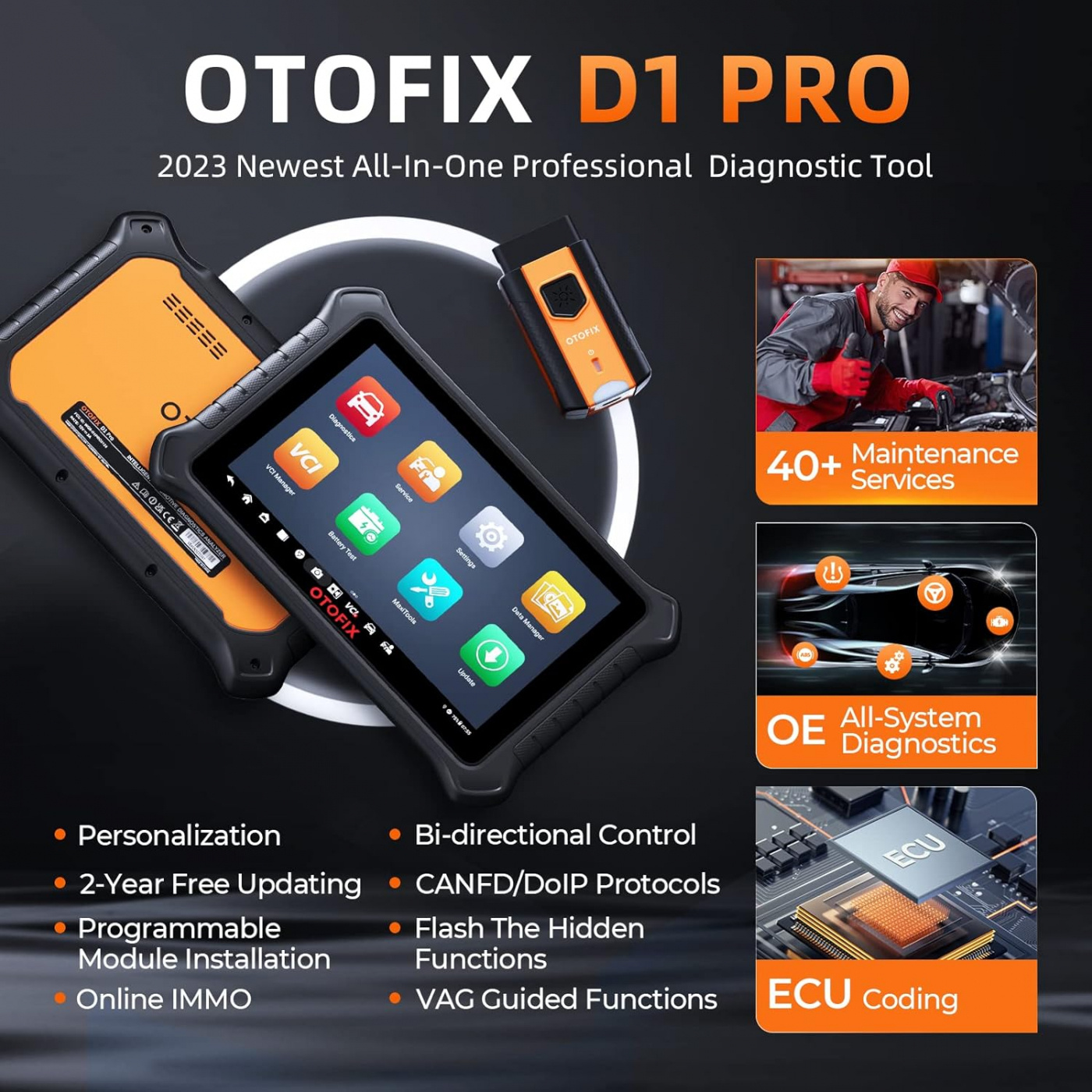 Otofix D1 PROS OBD2 felkodsläsare diagnosverktyg bildiagnostik scanner | 2 års licens