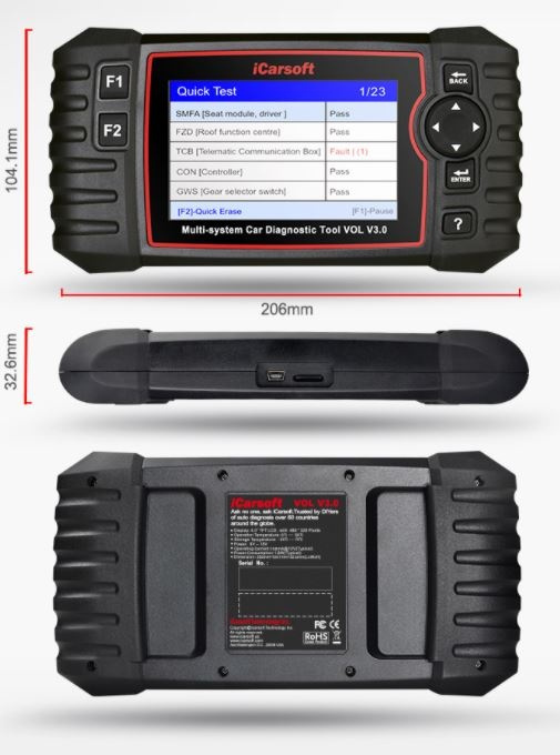 Icarsoft VOL V3.0 Volvo & Saab felkodsläsare OBD2 Scanner