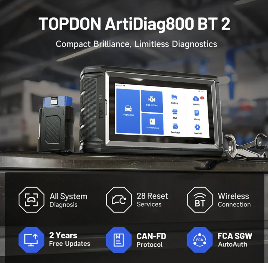 Topdon ArtiDiag800 BT2 AD800BT2 Diagnosverktyg felkodsläsare | Gratis uppdateringar