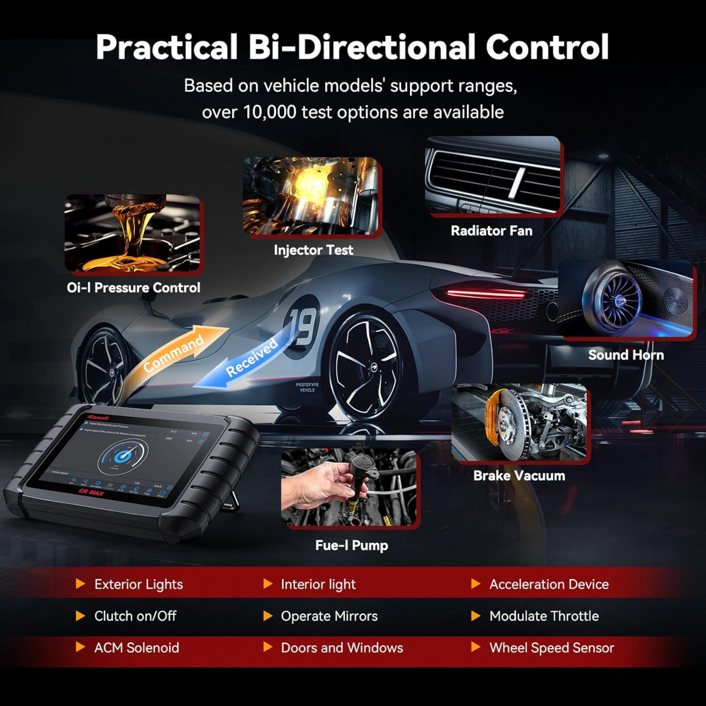 iCarsoft CR MAX 2025 OBD2 felkodsläsare diagnosverktyg alla bilmärken touchplatta