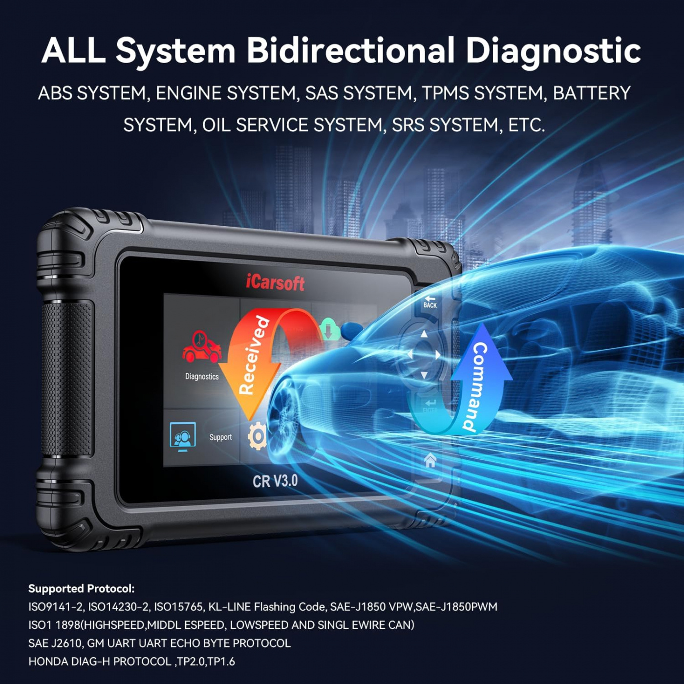 iCarsoft CR V3.0 2025 OBD2 felkodsläsare diagnosverktyg välj 5st bilmärken