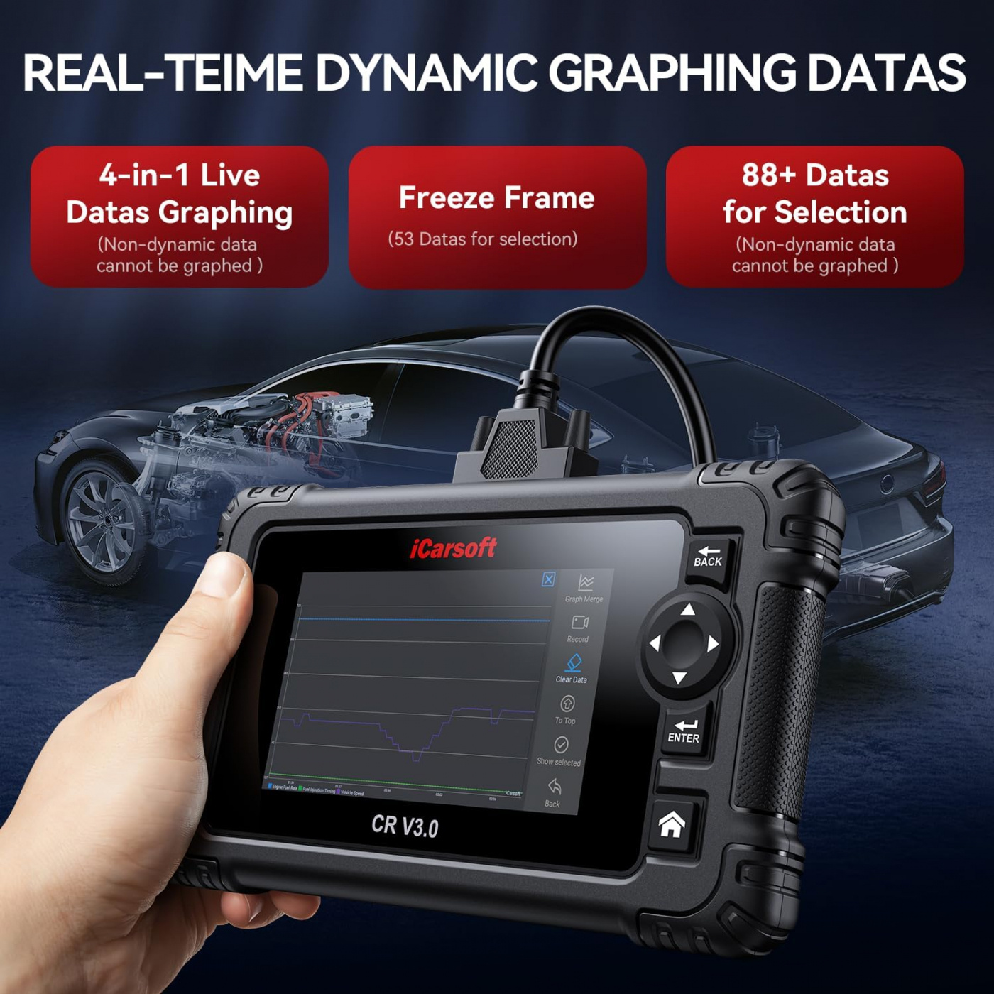 iCarsoft CR V3.0 2025 OBD2 felkodsläsare diagnosverktyg välj 5st bilmärken