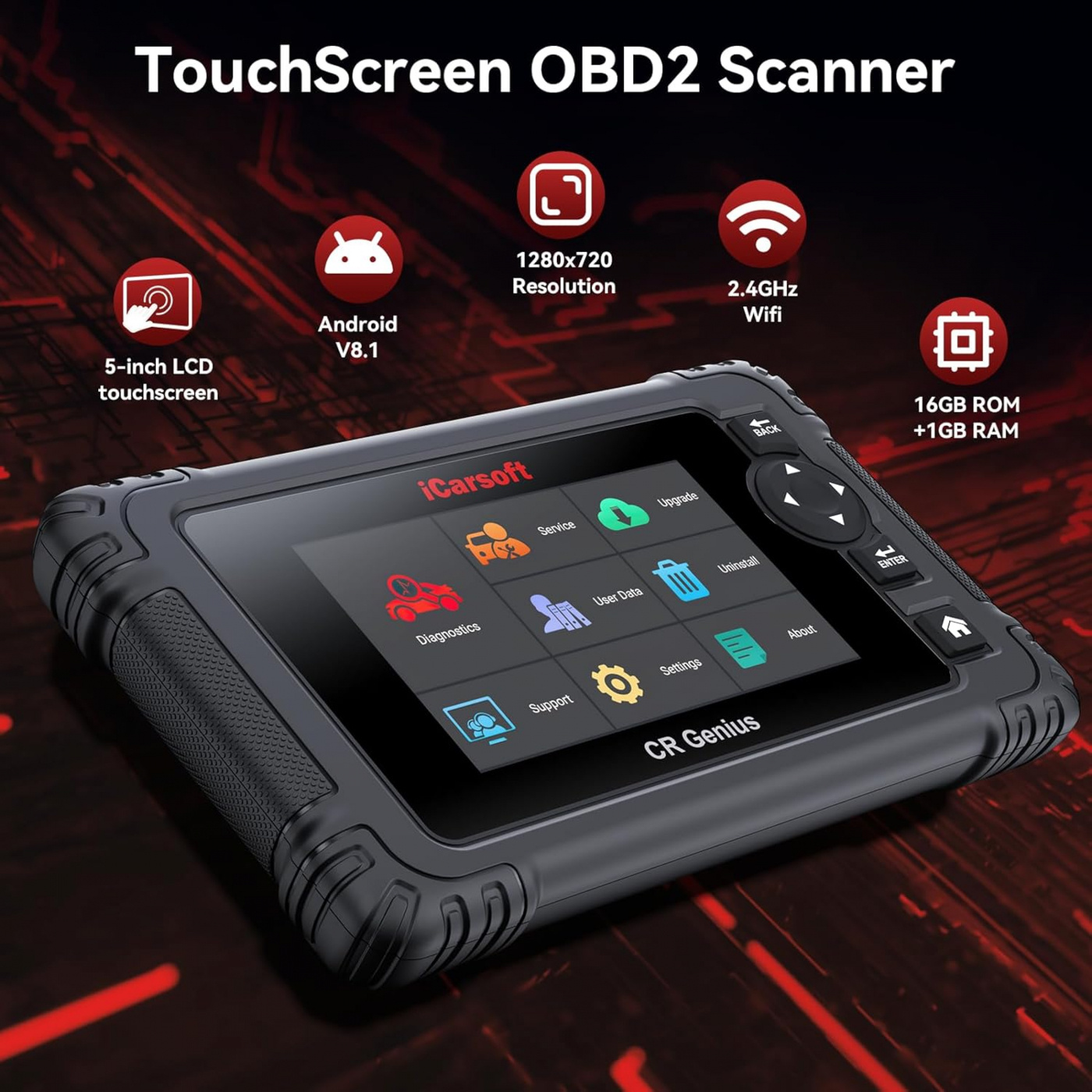 iCarsoft CR Genius 2025 diagnosverktyg OBD2 felskodsläsare