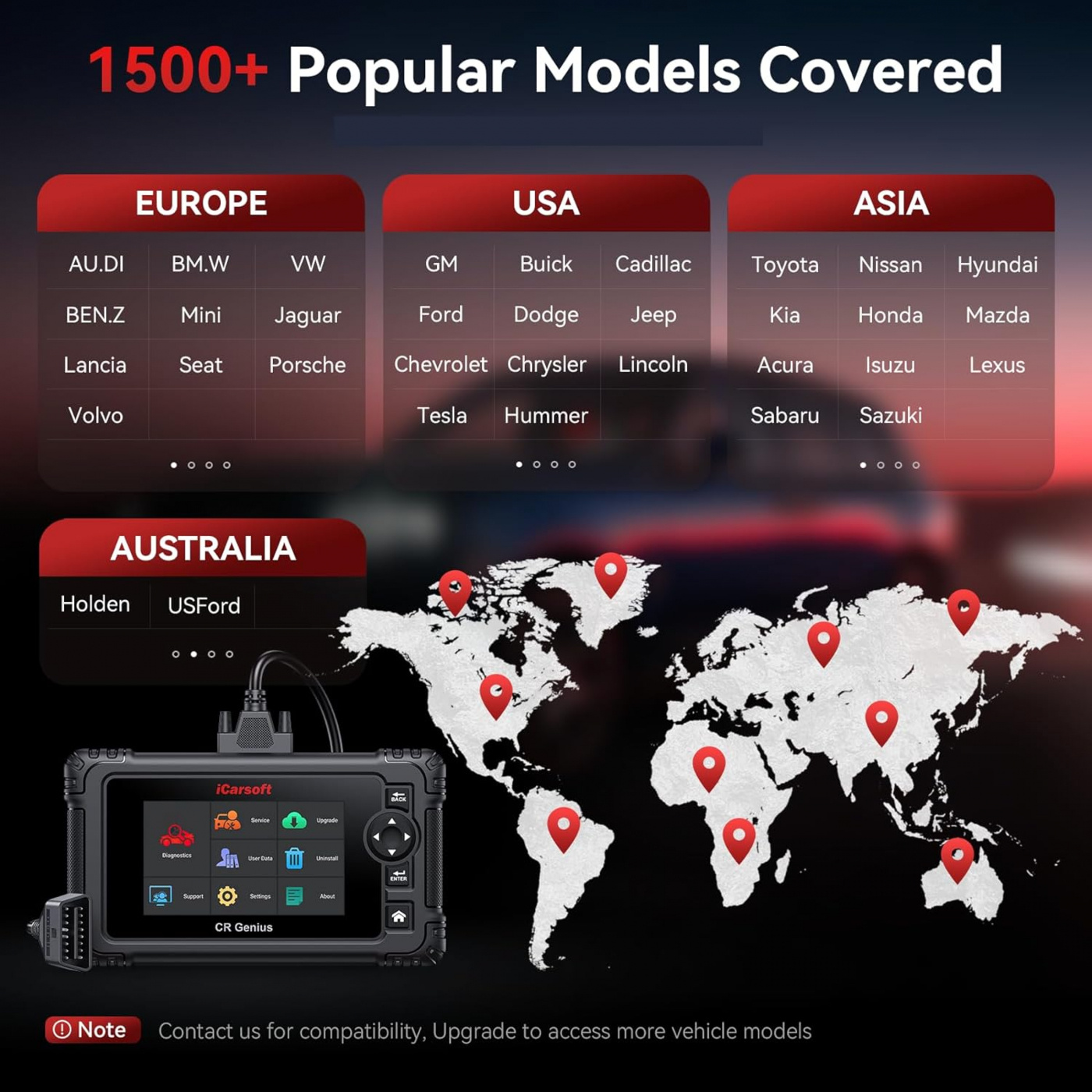iCarsoft CR Genius 2025 diagnosverktyg OBD2 felskodsläsare