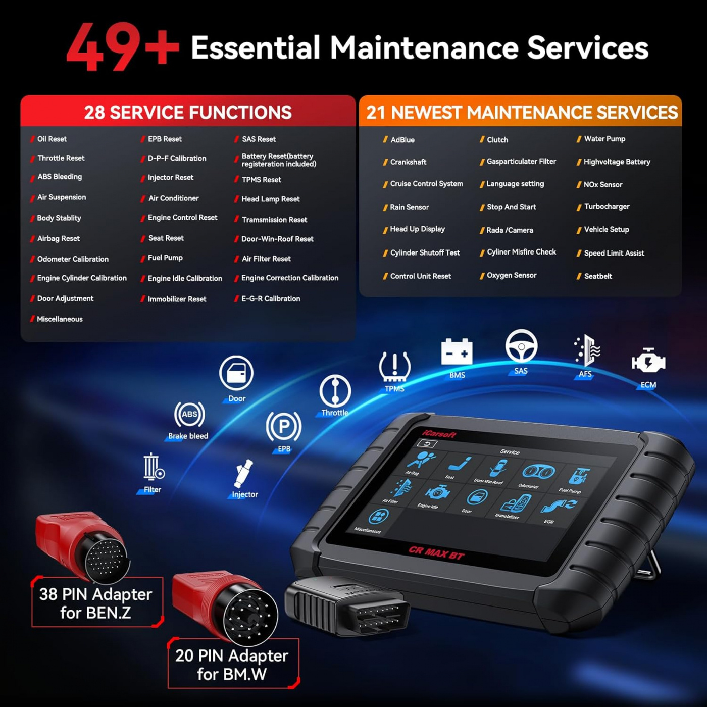 iCarsoft CR MAX BT 2025 OBD2 felkodsläsare diagnosverktyg alla bilmärken