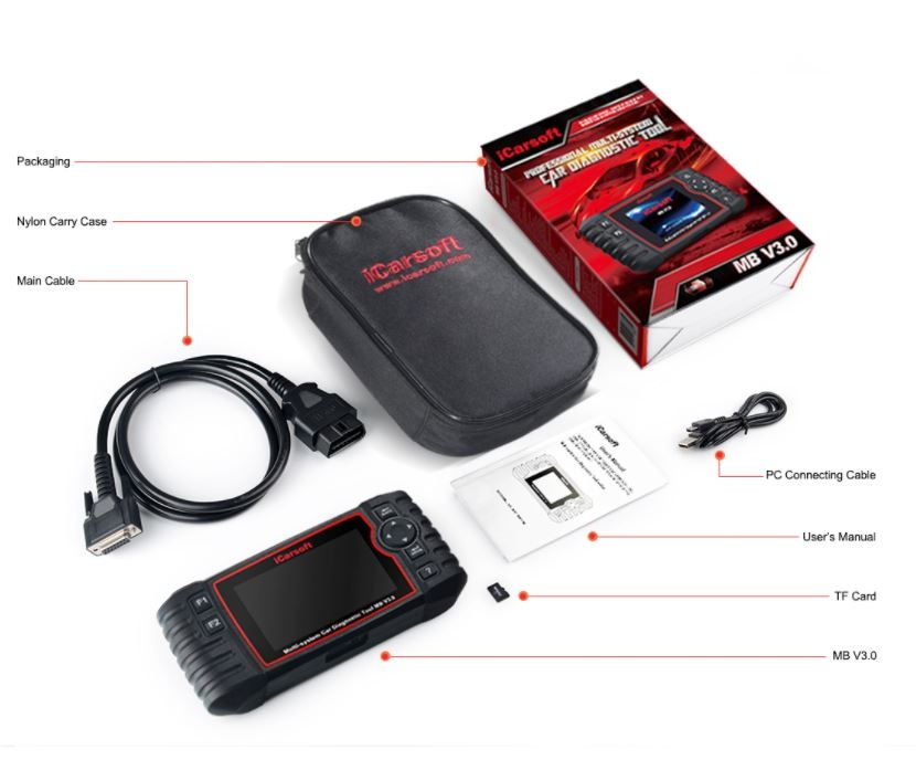 ICARSOFT MB V3.0 FELKODSLÄSARE FÖR Mercedes/Sprinter/SMART NYHET 2021!