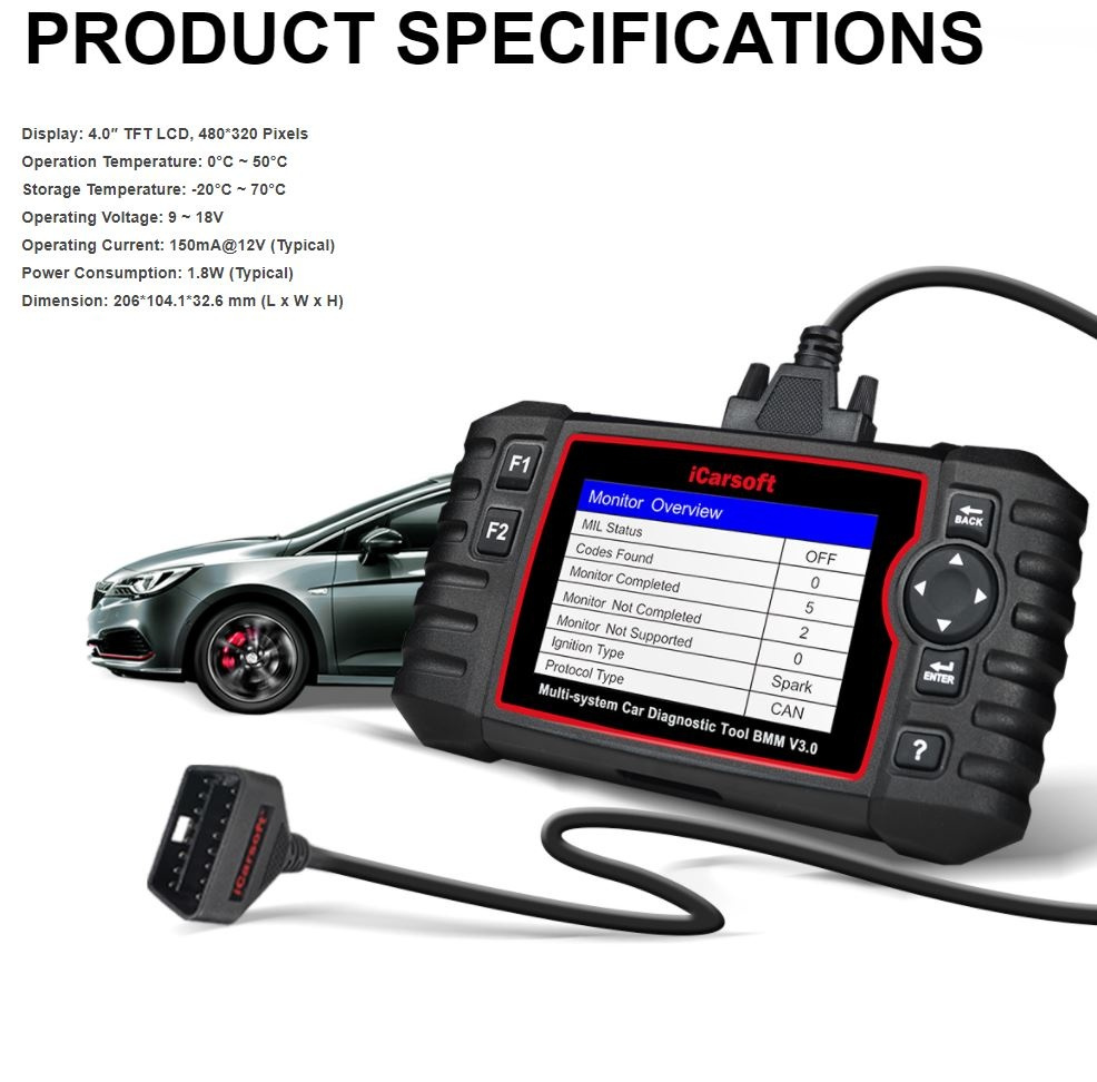 iCarsoft BMM V3.0 Felkodsläsare för BMW & MINI Nyhet 2021!
