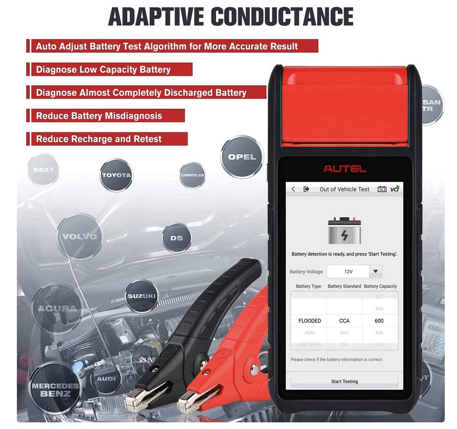 Autel MaxiBAS BT608 batteri och bildiagnos 2 in 1