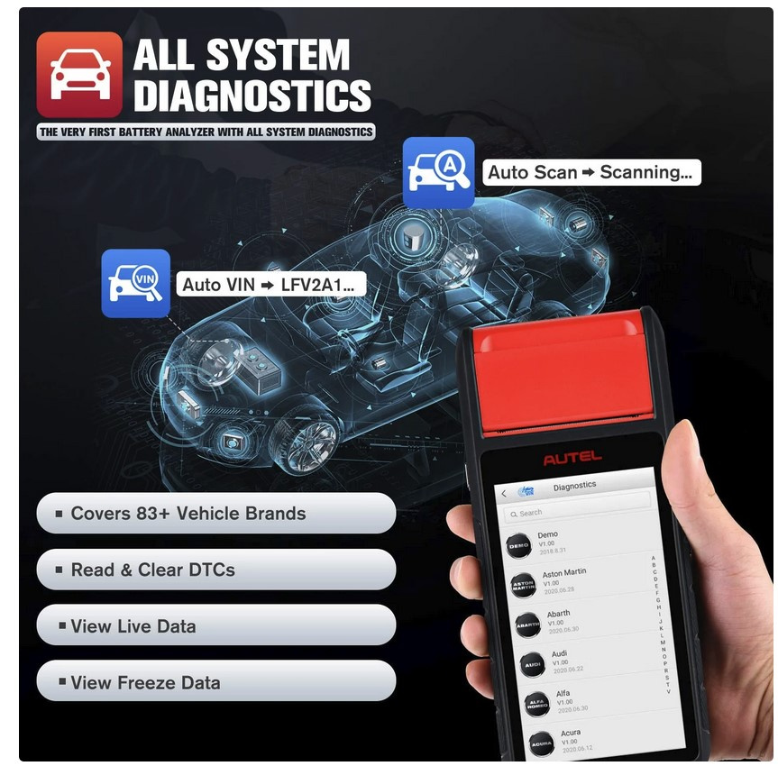 Autel MaxiBAS BT608 batteri och bildiagnos 2 in 1