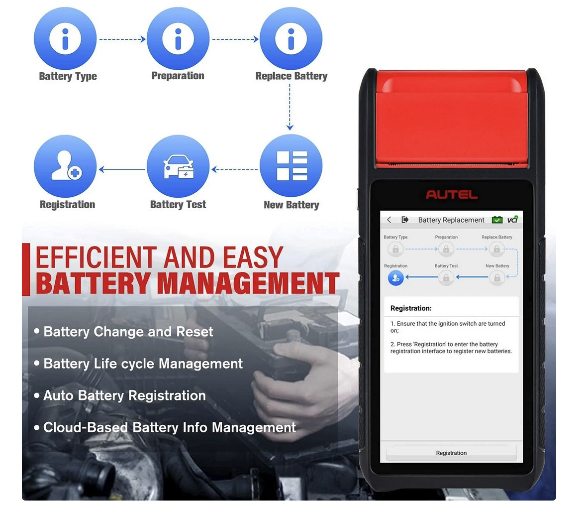 Autel MaxiBAS BT608 batteri och bildiagnos 2 in 1