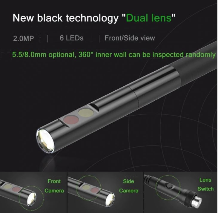 Teslong inspektionskamera endoskop NTS500 dual lens 5.5mm/8mm/Autofocus