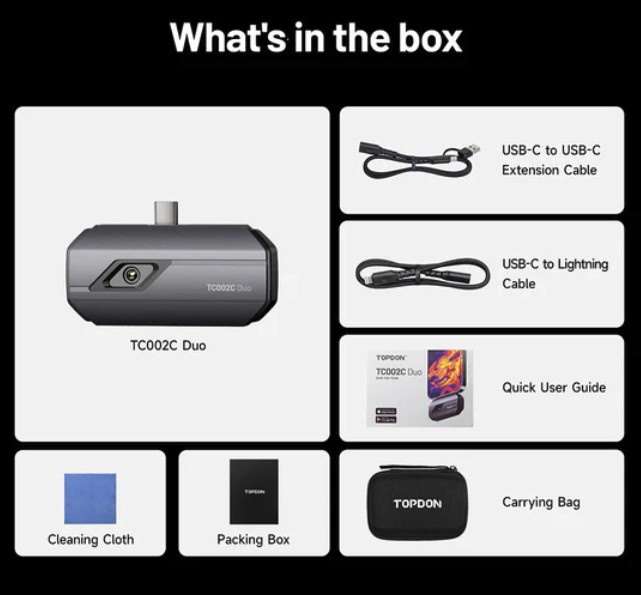 Topdon värmekamera TC002 DUO USB-C | iPhone | iPad | Android