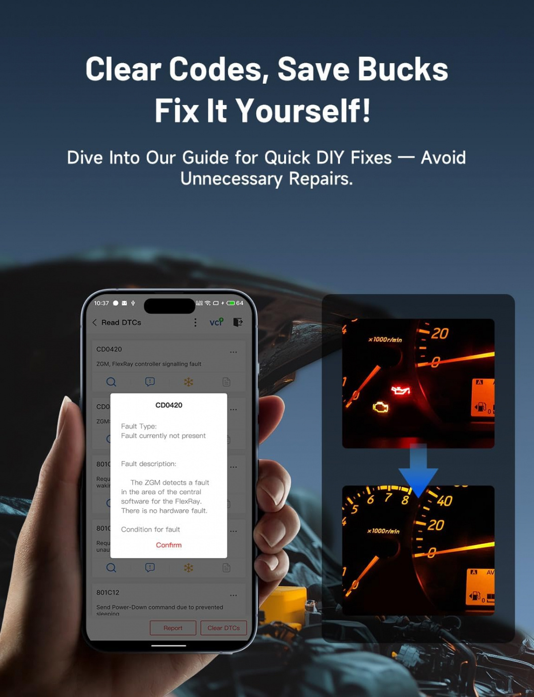 Topdon Topscan Lite | OBD2 felkodsläsare diagnosverktyg för telefon (IOS & Android)