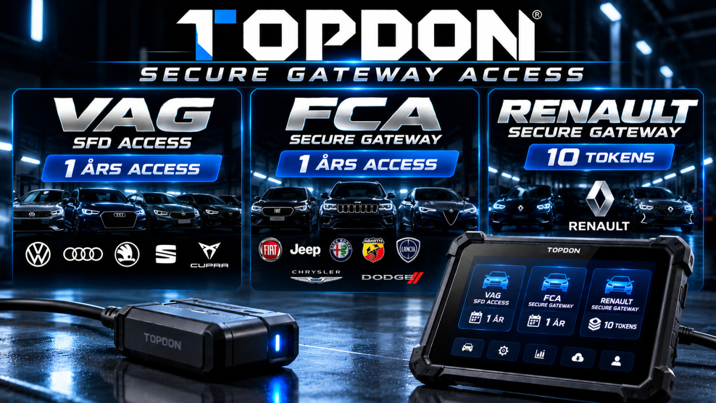 Topdon Secure Gateway Paket 1år för VAG VW SFD, FCA, 10 tokens för Renault