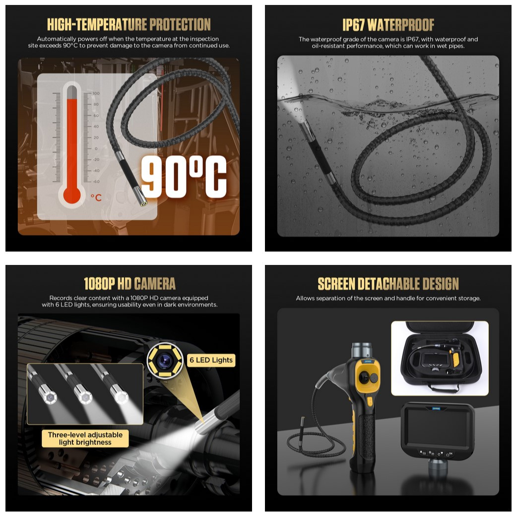 AUTOOL SVB308 inspektionskamera videosskop med joystick 360grader