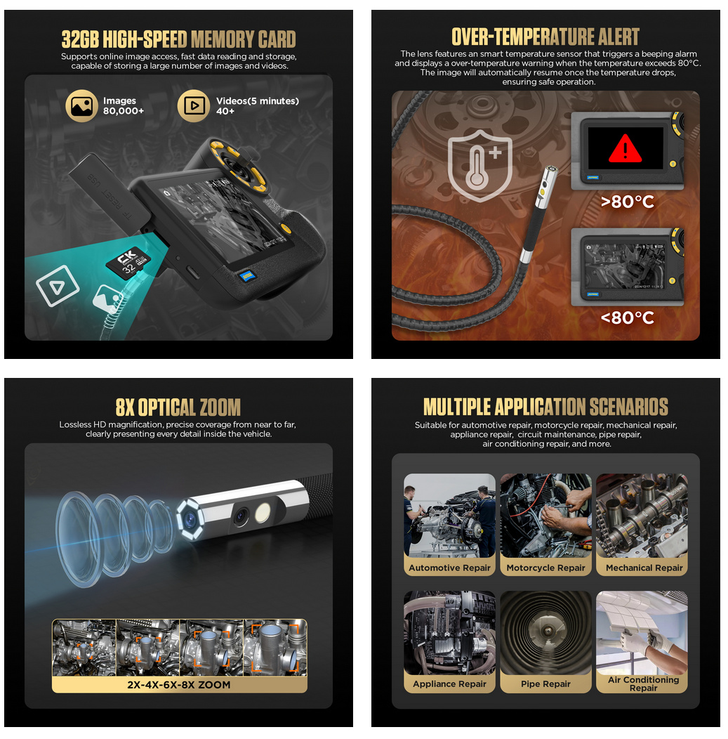 AUTOOL SVB403 inspektionskamera, videoscope, endoskop tvåvägs 210 graders rörlighet