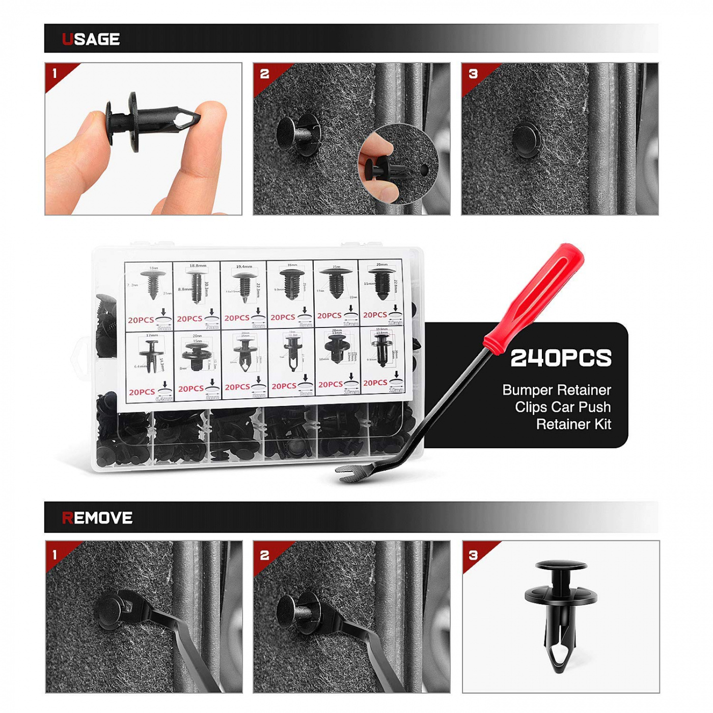 240st låsclips clips för paneler nitar fästclips fästelement | demontageverktyg | Storsäljare 