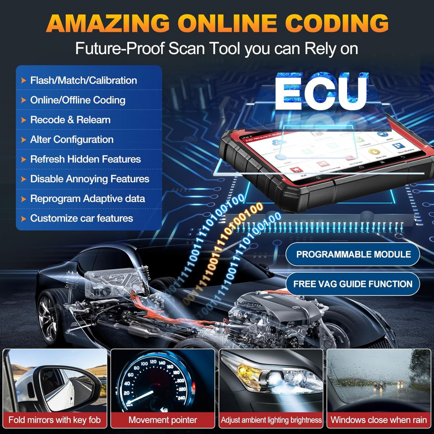 LAUNCH X431 PROS ELITE OBD2 diagnosverktyg skanningsverktyg för bilar | DOIP | Kabelanslutning  