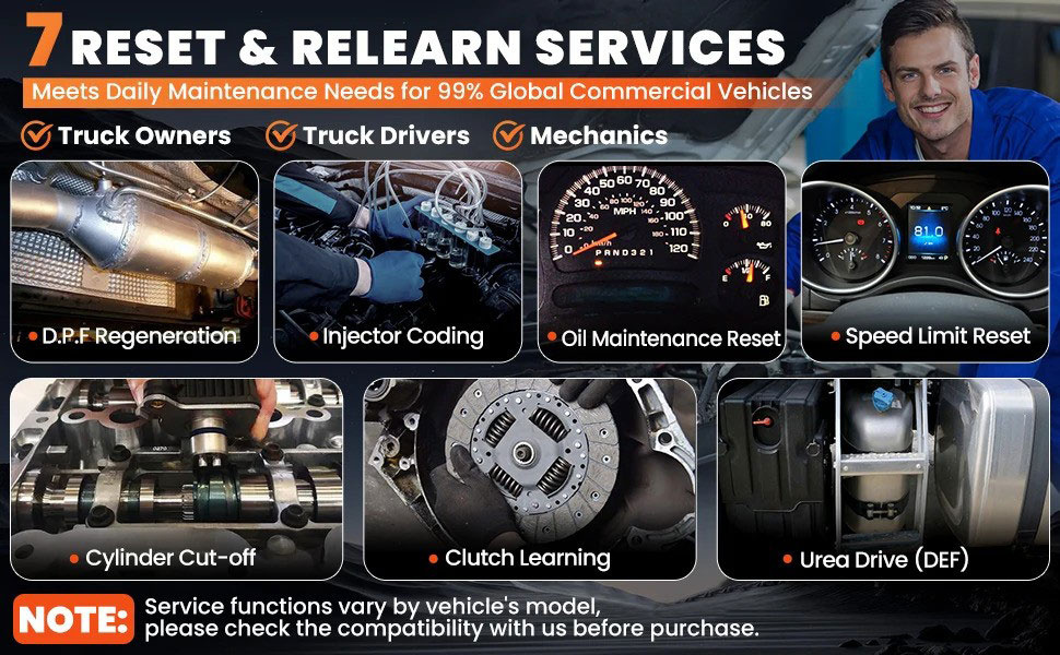 Launch CRP129HD diagnosverktyg felkodsläsare för tunga fordon, lastbil, buss