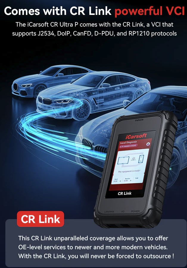 iCarsoft CR Ultra Plus | Topologi karta | Intelligent diagnos | PRO VERSION 2025 | OBD2 J2534 Diagnosverktyg | 3 års licens