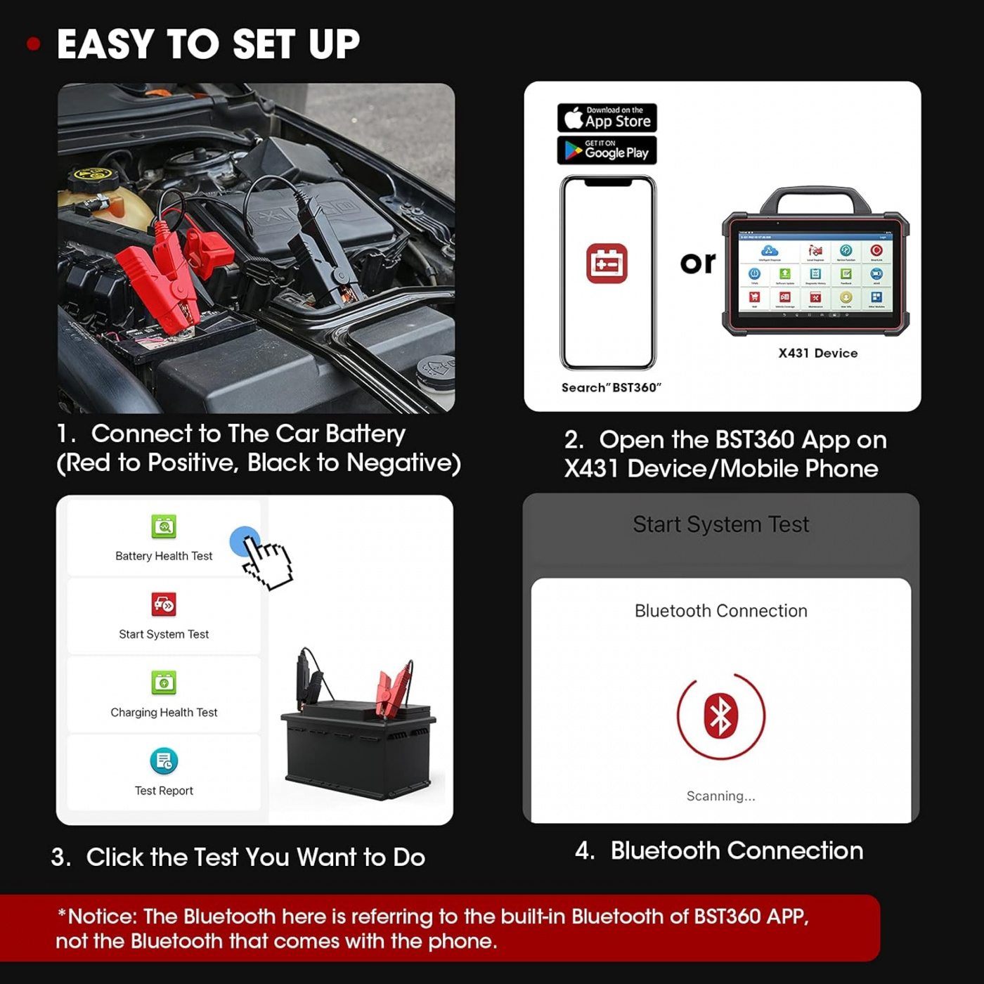 LAUNCH BST360 bilbatteritestare 12 V | För Android eller med Launch diagnosverktyg